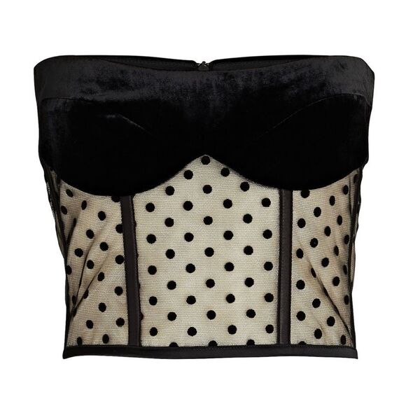 NWT ROZIE CORSETS Strapless Velvet Polka Dot Corset Size 42/ US Large - Picture 10 of 16